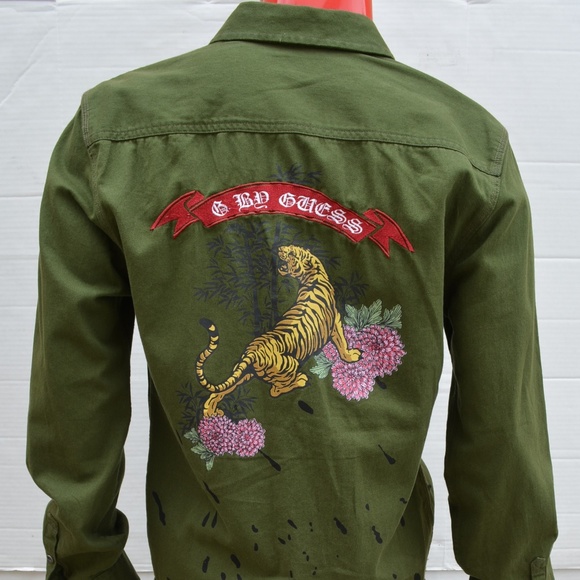 New G by GUESS Men's Sweater Shirt -Army Green - Picture 4 of 8